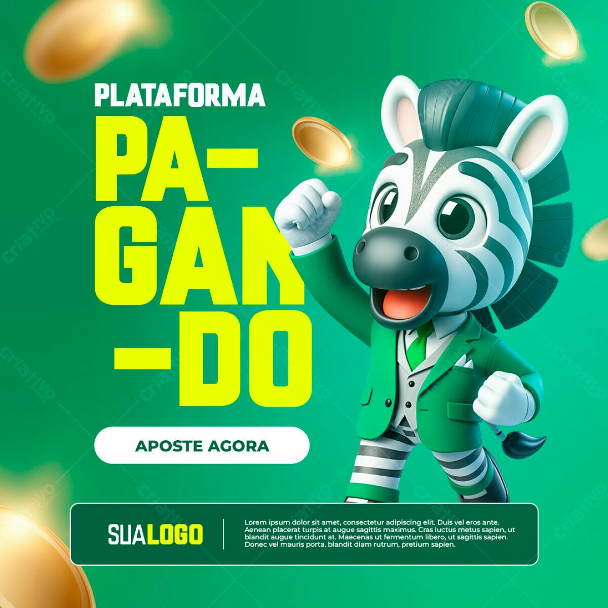 Banner Apostas Zebra Verde PSD Editável