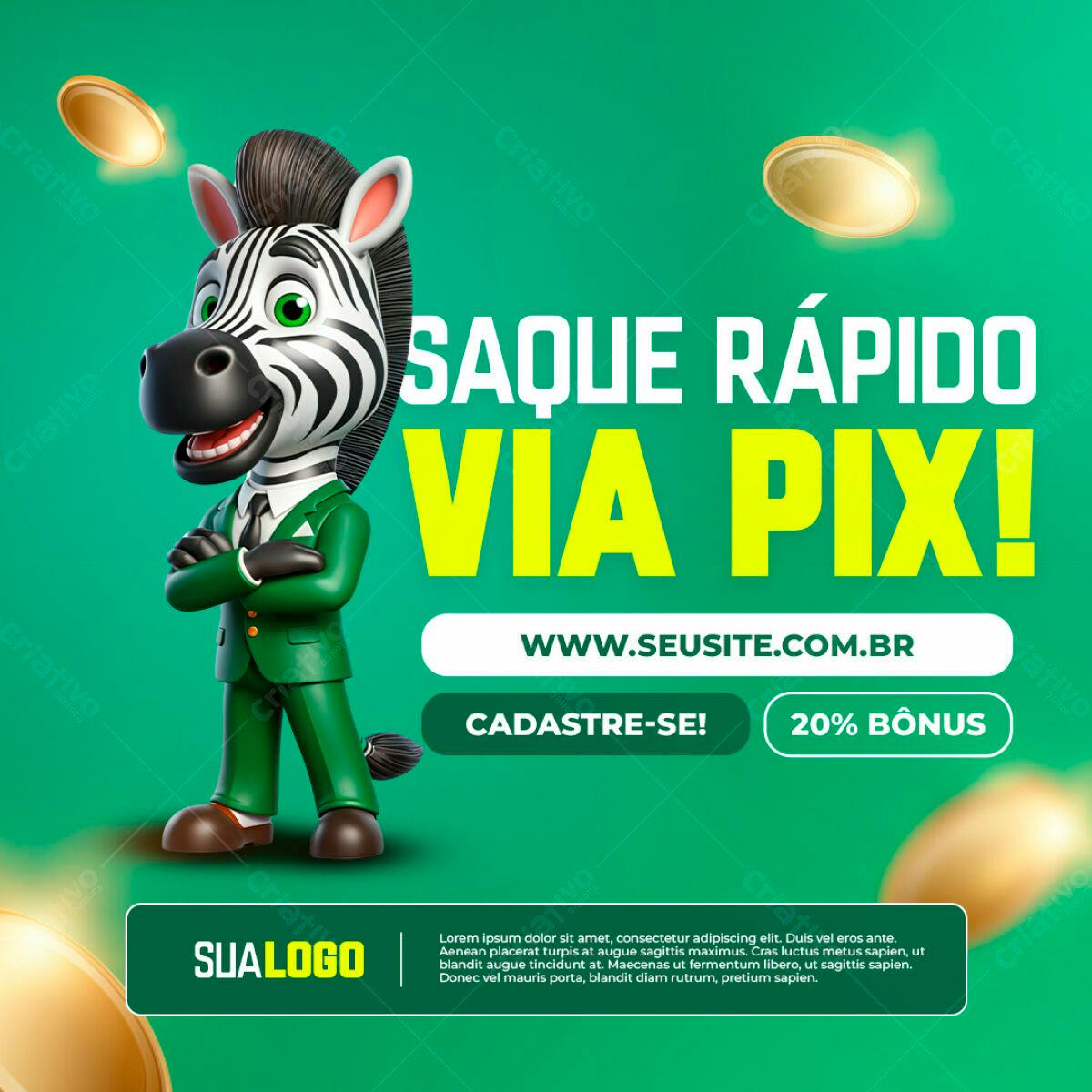 Banner Saque Rápido via Pix PSD Editável