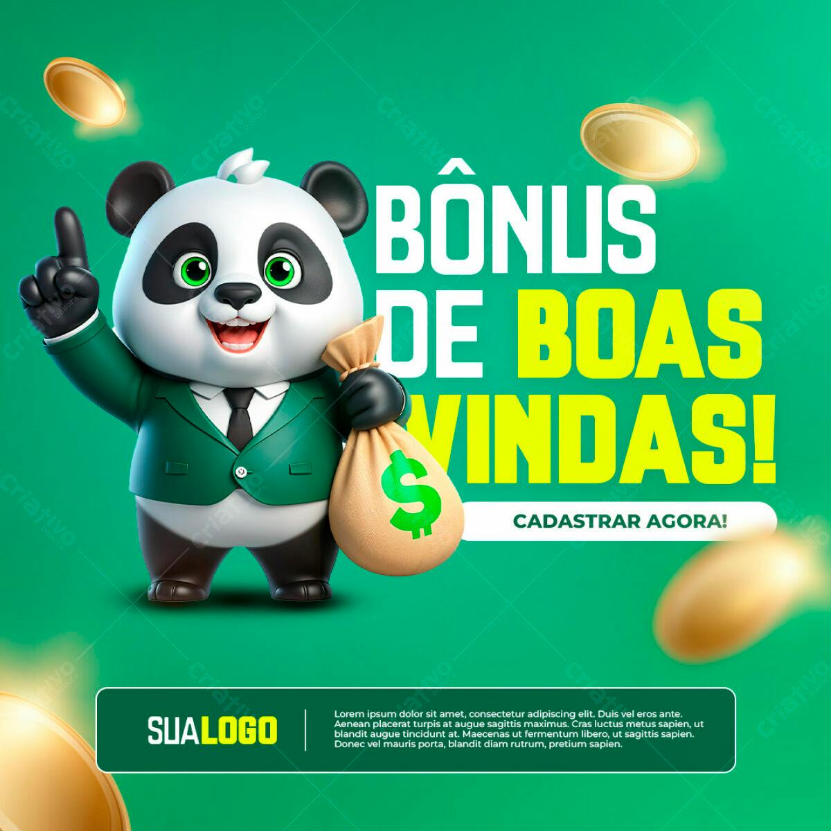 Banner Boas-Vindas Panda PSD Editável