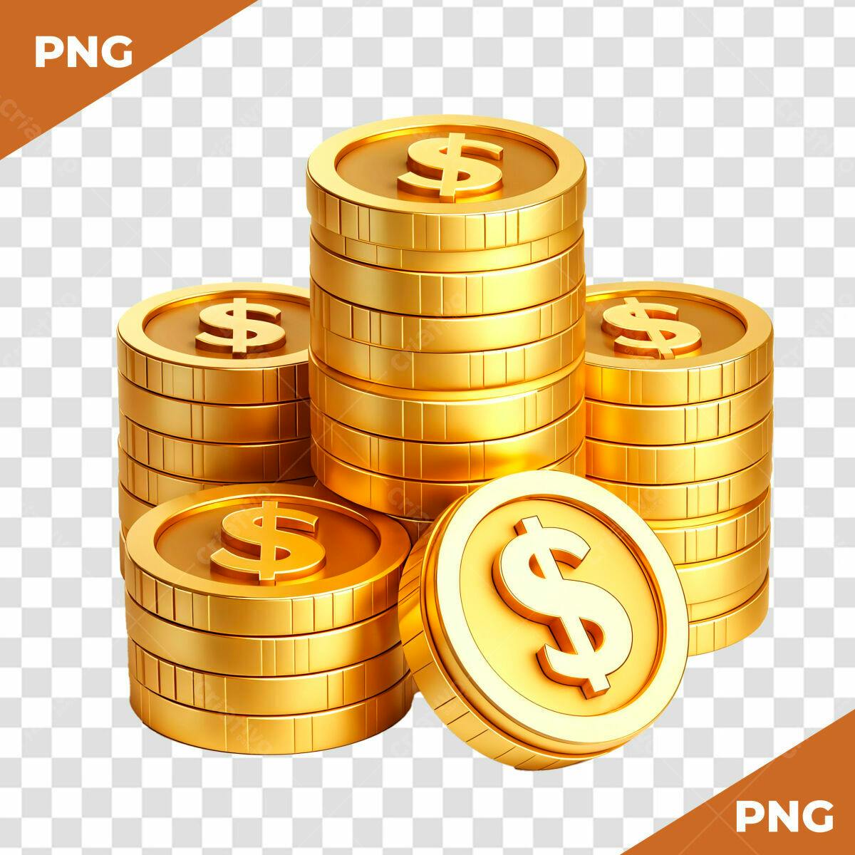 Pilhas de Moedas de Ouro PSD Editável
