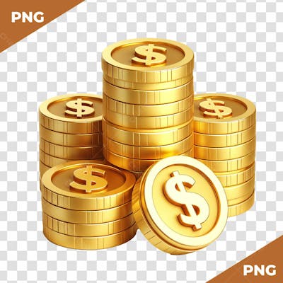 Elemento 3D Moedas Douradas