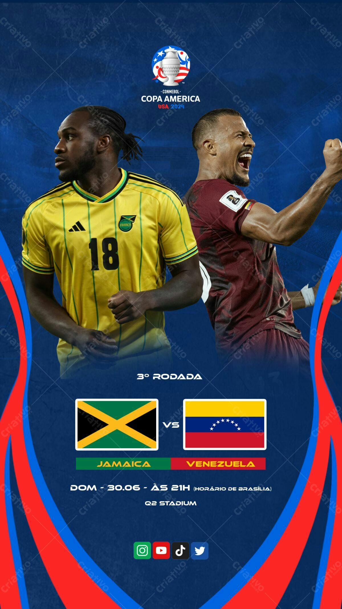 Flyer Copa América Jamaica x Venezuela PSD Editável
