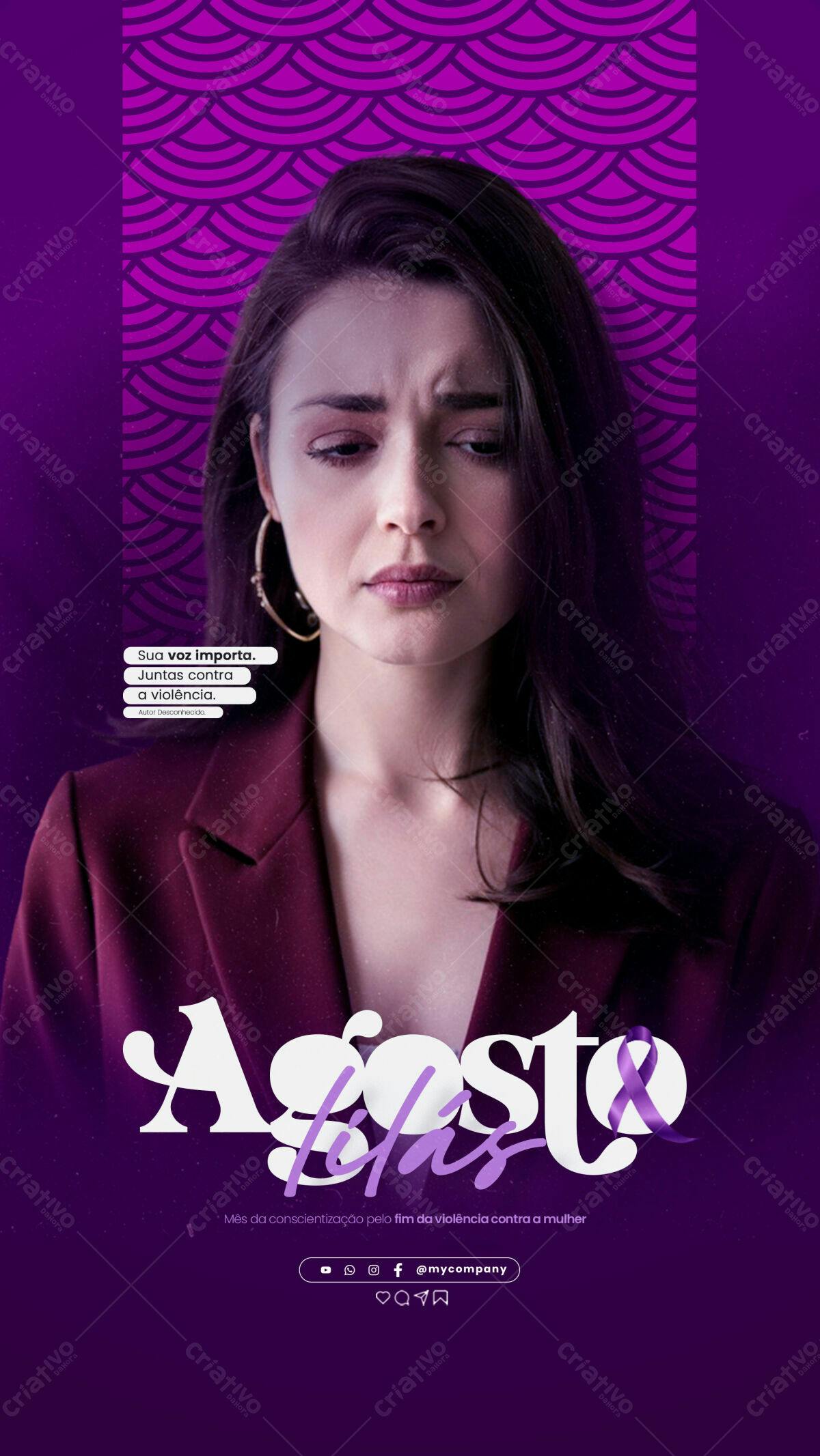 Poster Agosto Lilás PSD Editável