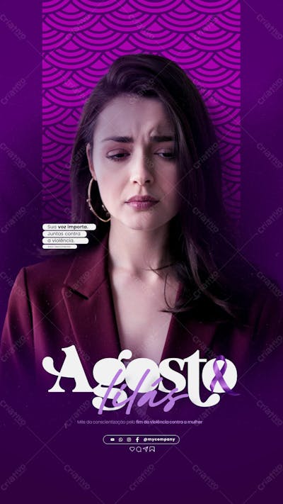 Agosto Lilás Campanha Mês Da Conscientização Pelo Fim Da Violência Contra A Mulher Social Media Flyer D 4 Psd Editável