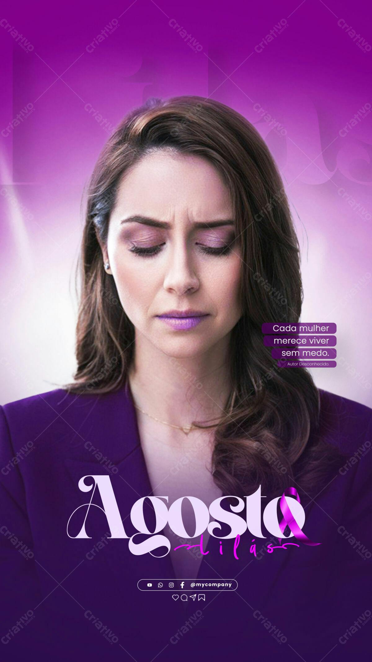 Flyer Agosto Lilás PSD Editável