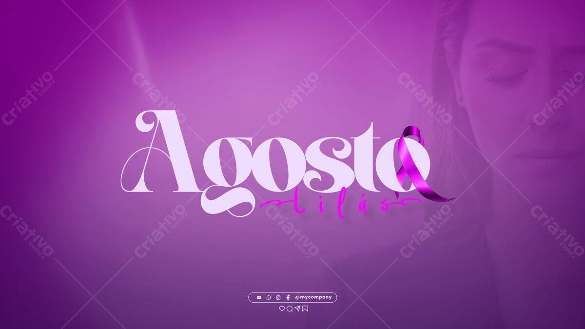Header Agosto Lilás PSD Editável