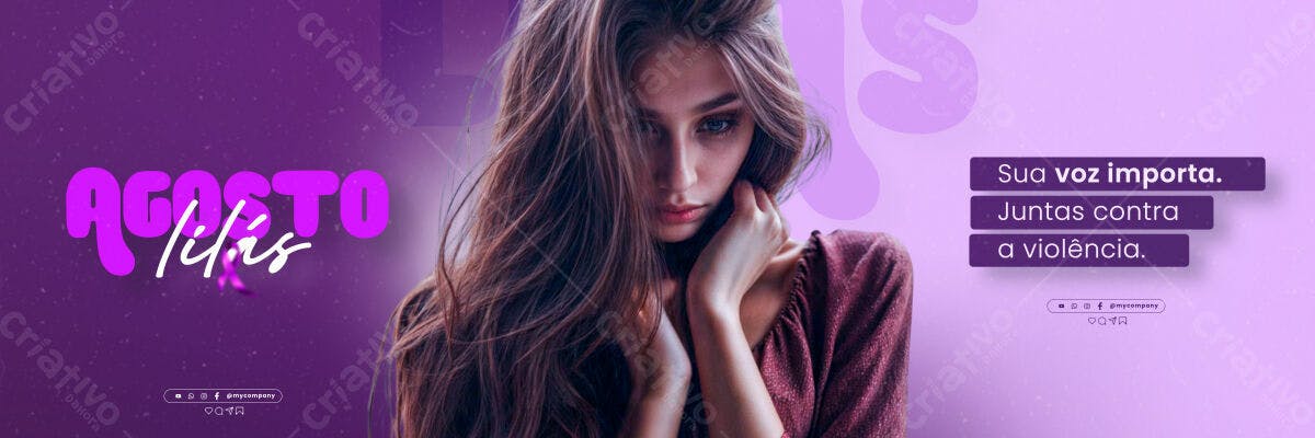 Banner Agosto Lilás PSD Editável