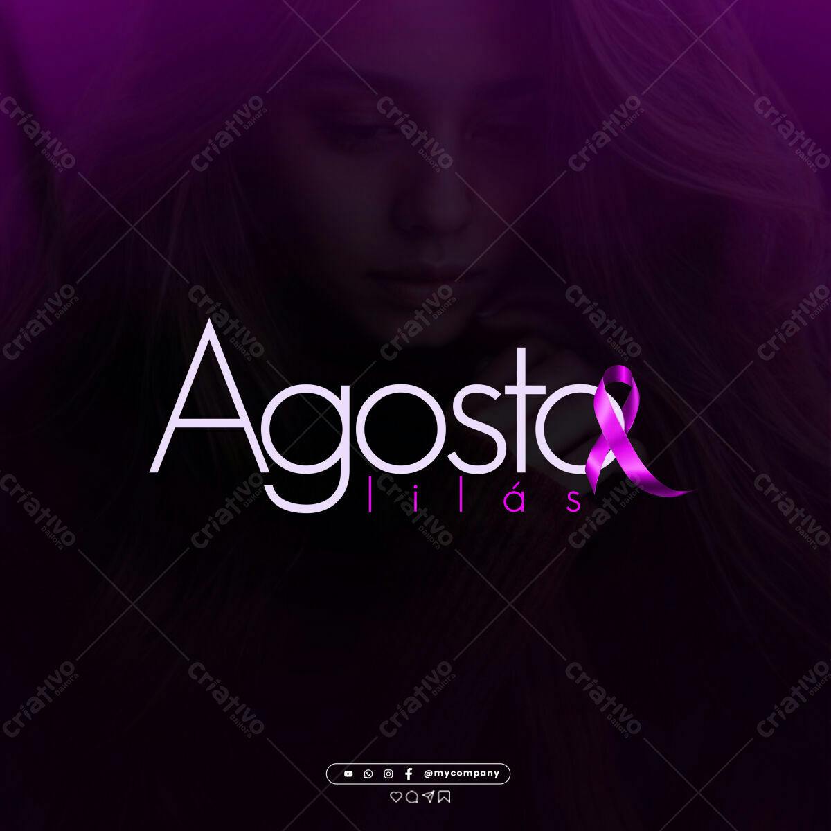 Logo Agosto Lilás PSD Editável