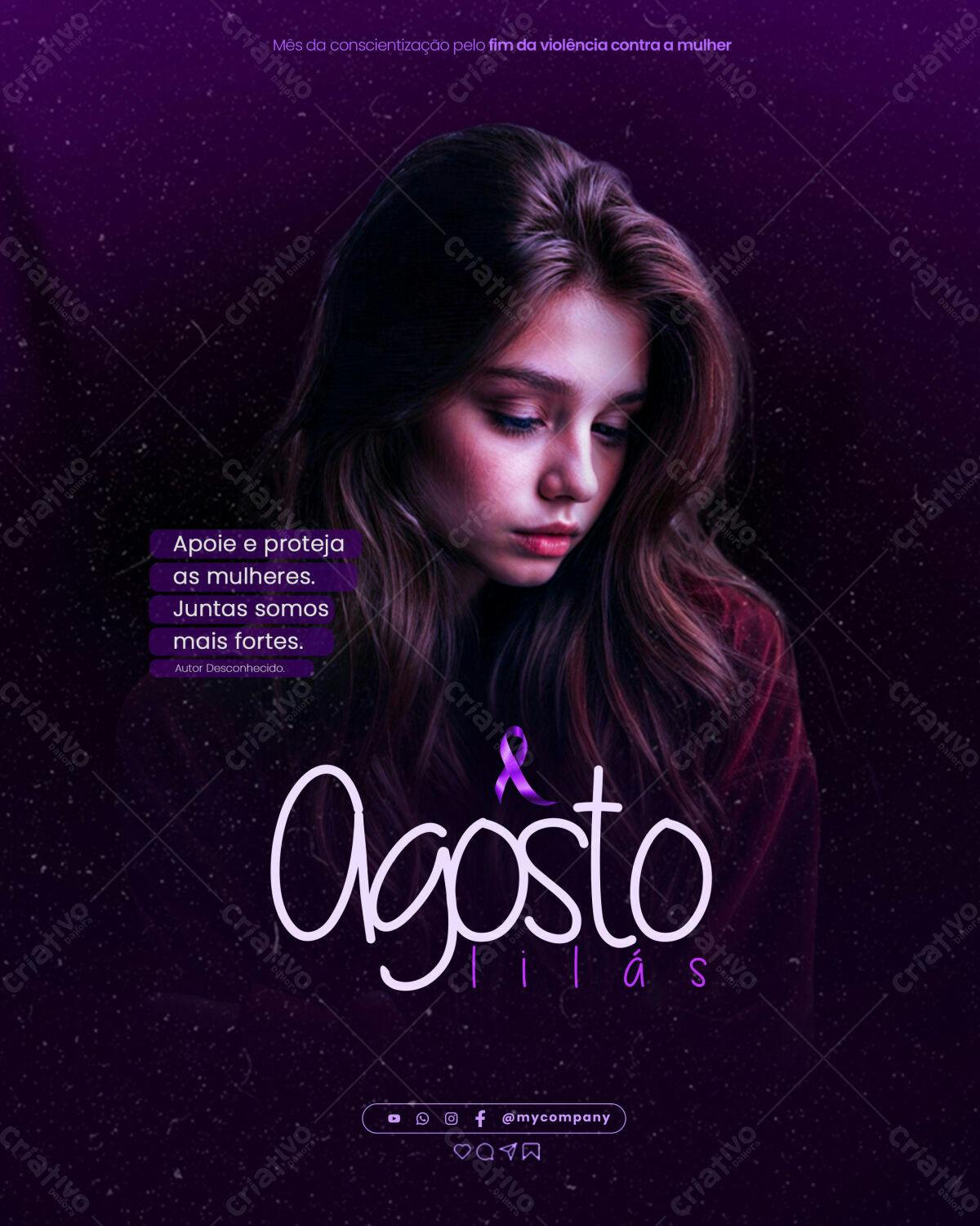 Post para Agosto Lilás PSD Editável