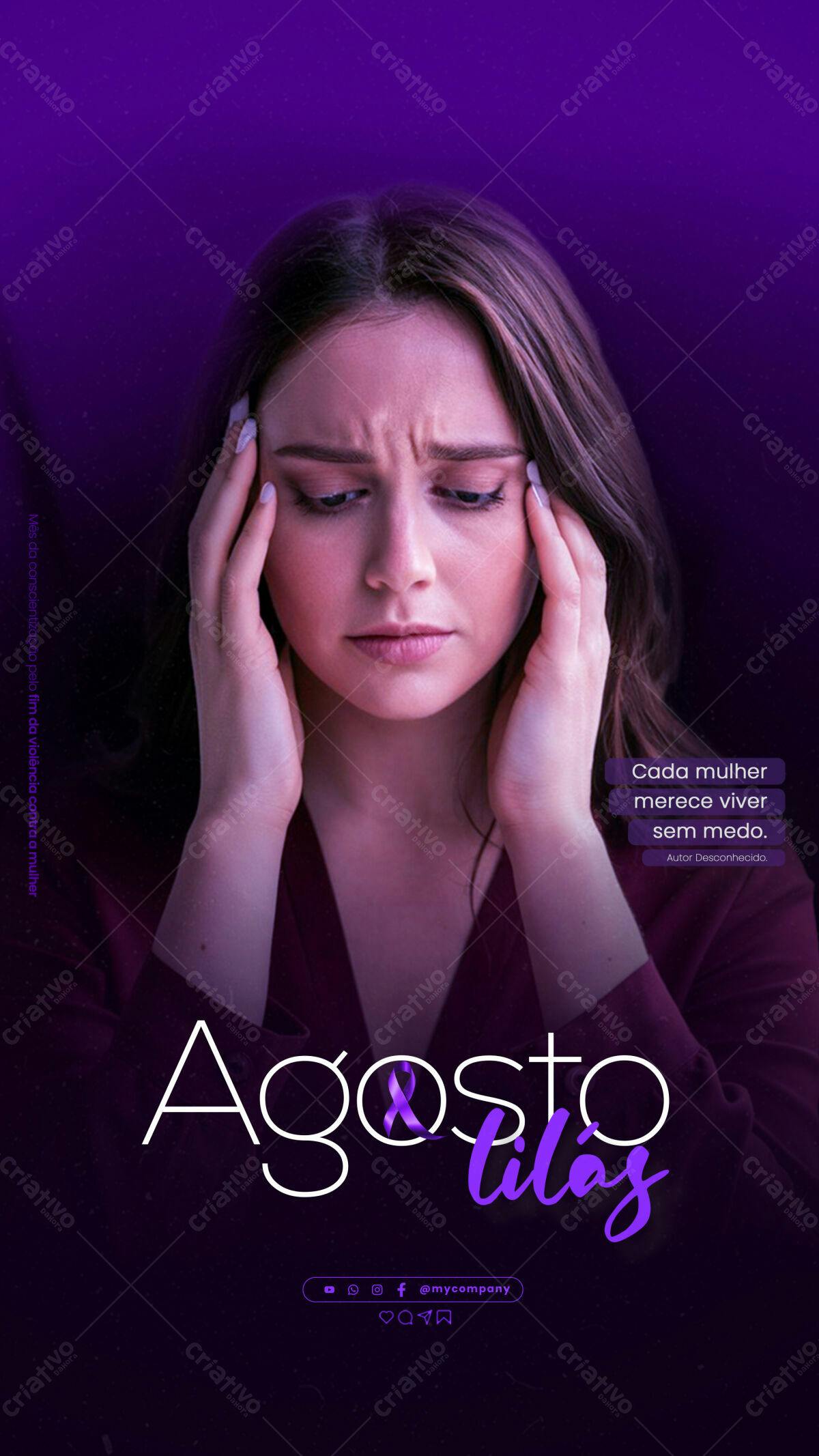 Post para Agosto Lilás PSD Editável