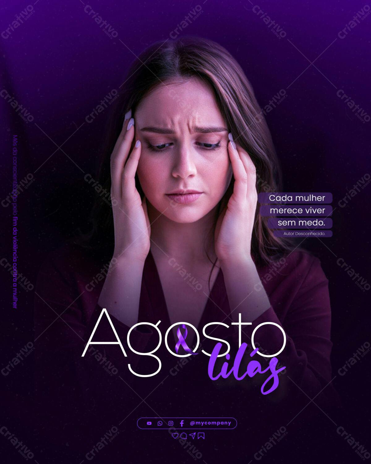 Flyer Agosto Lilás PSD Editável