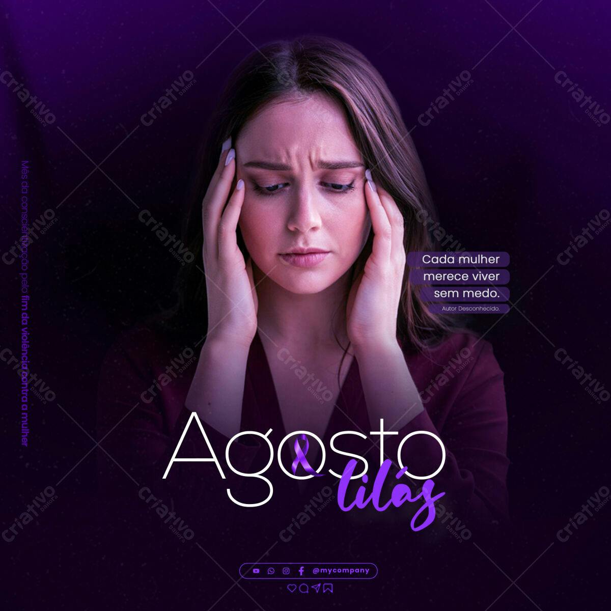 Post Agosto Lilás PSD Editável