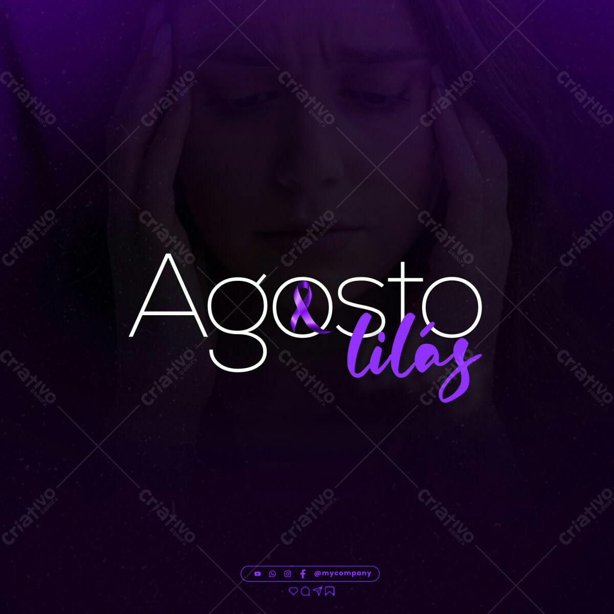 Post para Agosto Lilás PSD Editável