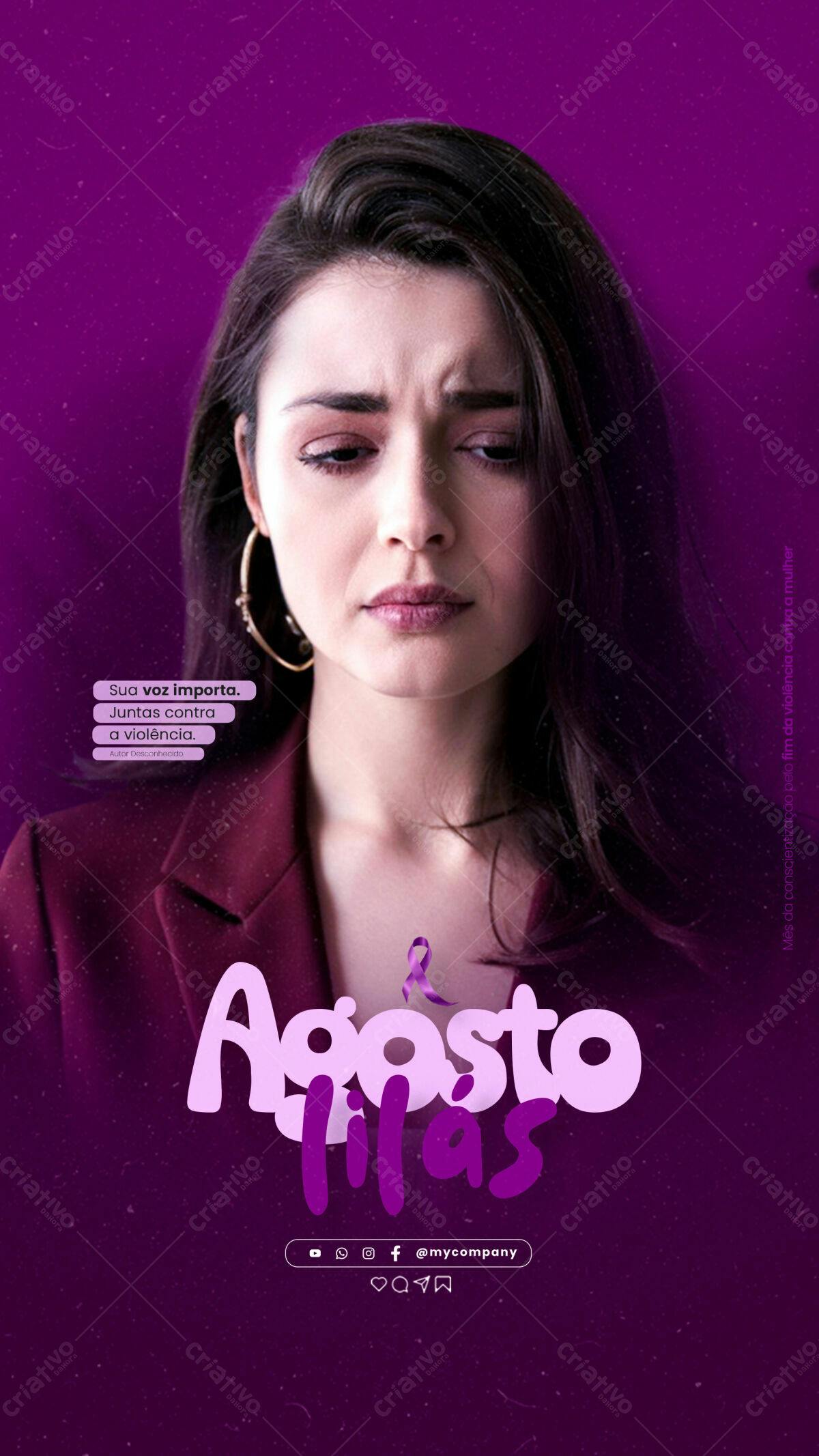 Flyer Agosto Lilás PSD Editável