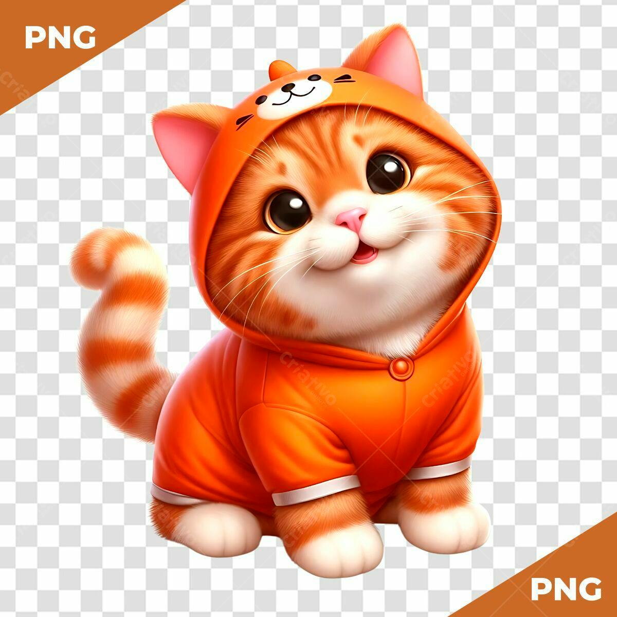 Imagem Gatinho Laranja PSD Editável