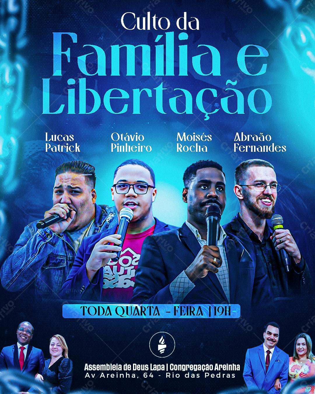 Flyer para Culto da Família e Libertação PSD Editável