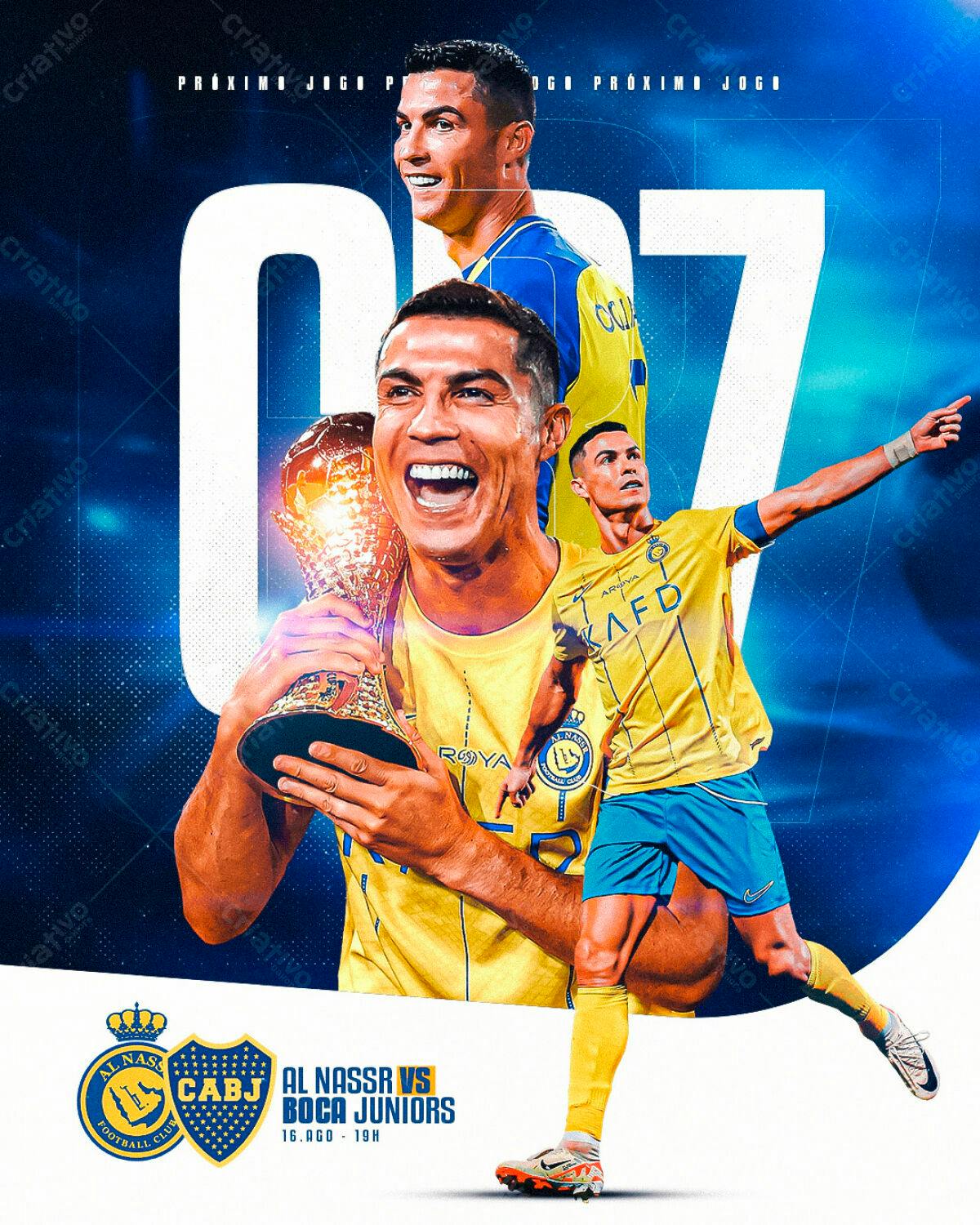 Poster Al Nassr vs Boca Juniors PSD Editável