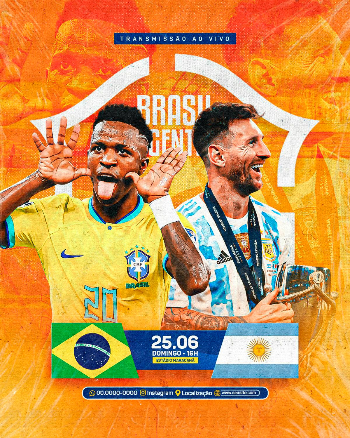 Flyer Brasil x Argentina PSD Editável