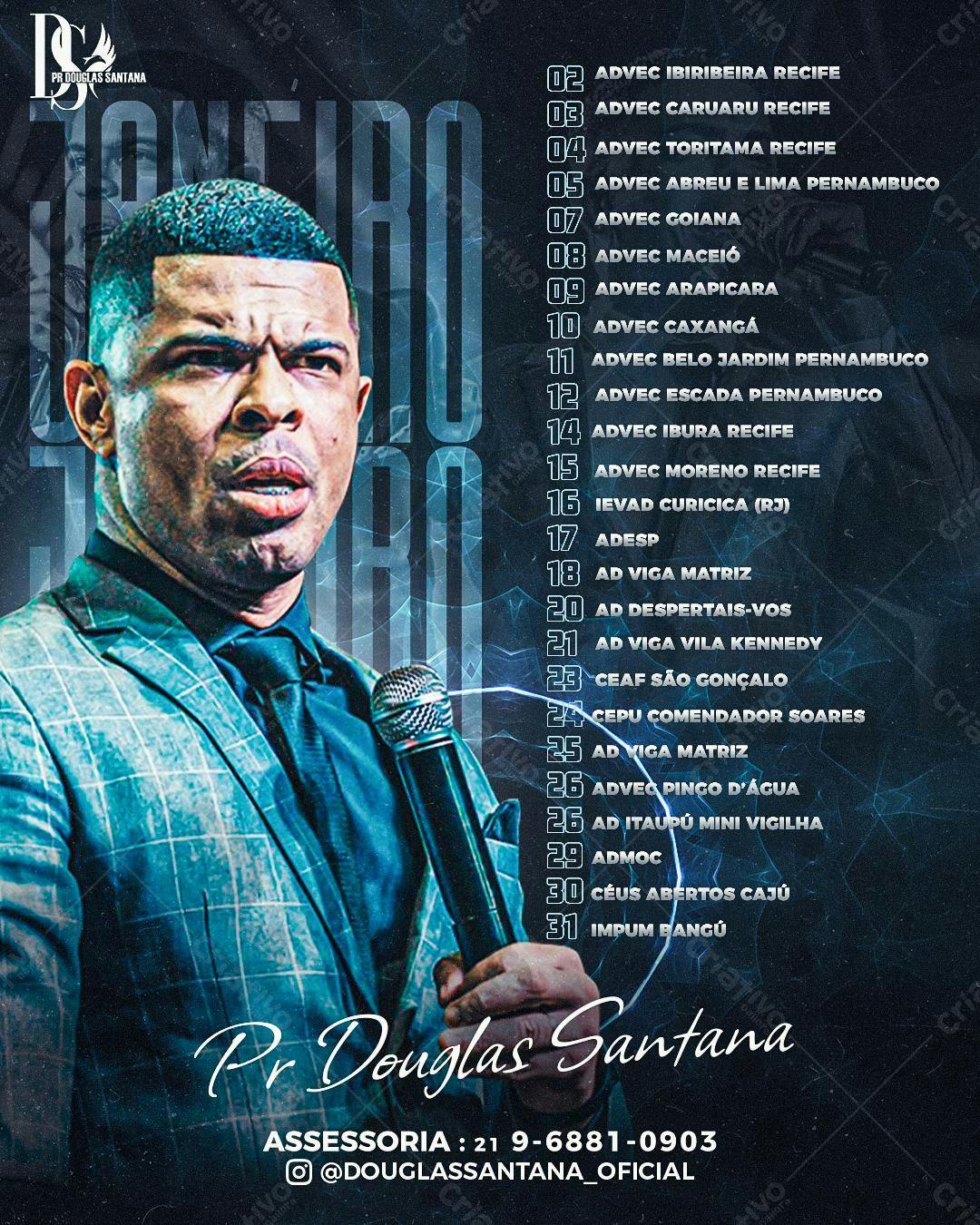 Flyer para Evento Religioso Pr. Douglas Santana PSD Editável