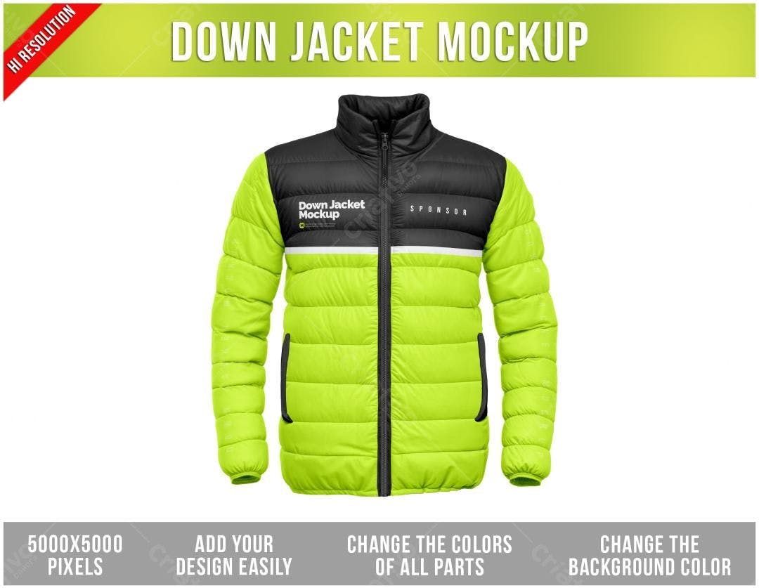 Mockup Jaqueta de Inverno Verde Lima e Preto