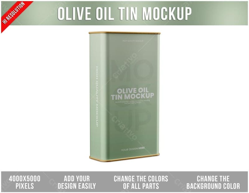 Lata de azeite de oliva mockup psd