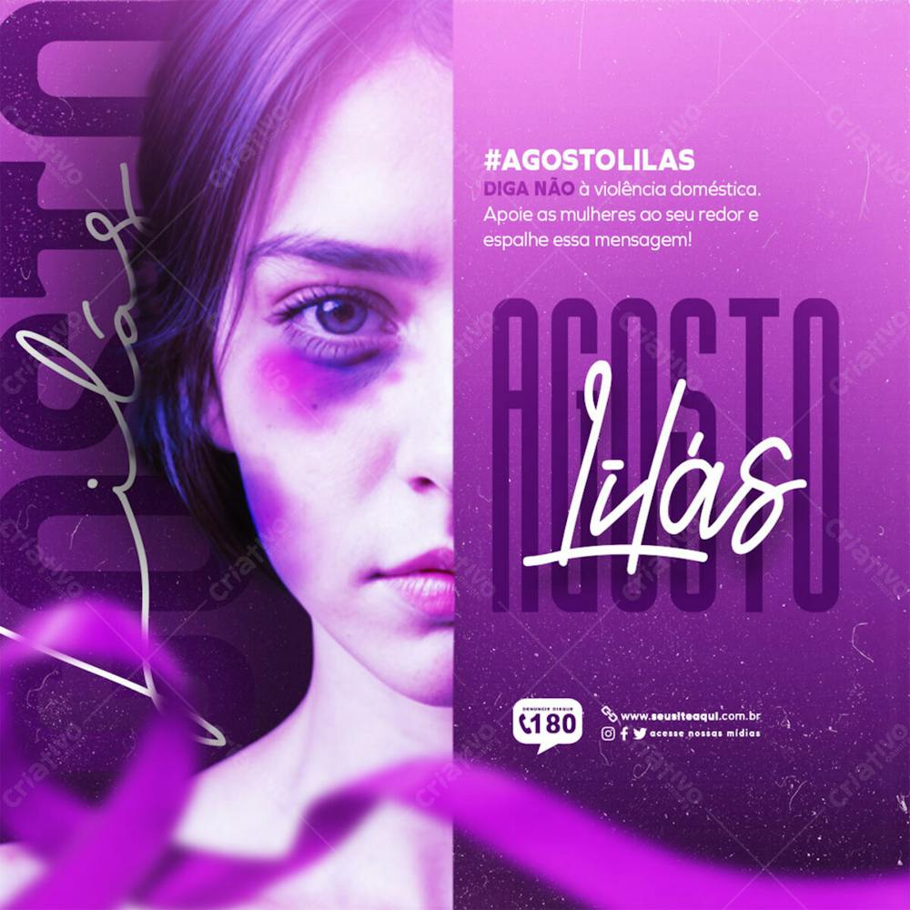 Agosto Lilás Campanha De Combate A Violência Contra A Mulher Feed 1