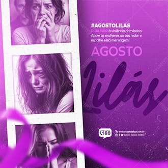 Agosto lilás campanha de combate a violência contra a mulher feed 1
