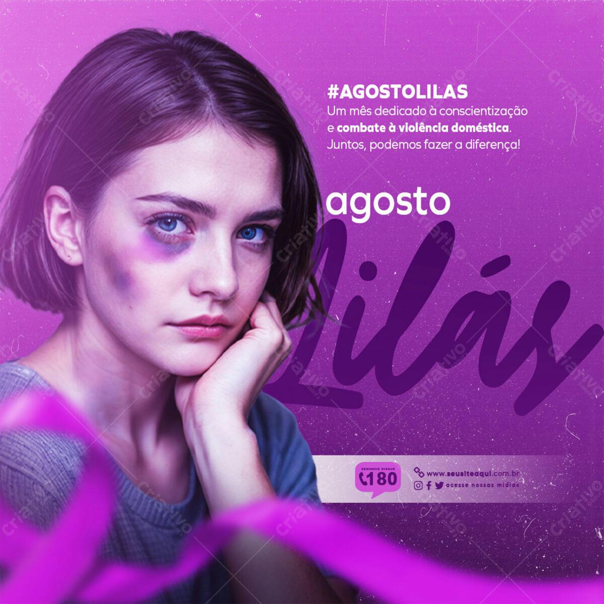 Post Agosto Lilás PSD Editável