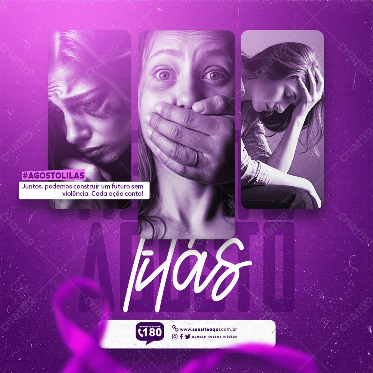 Post para Agosto Lilás PSD Editável
