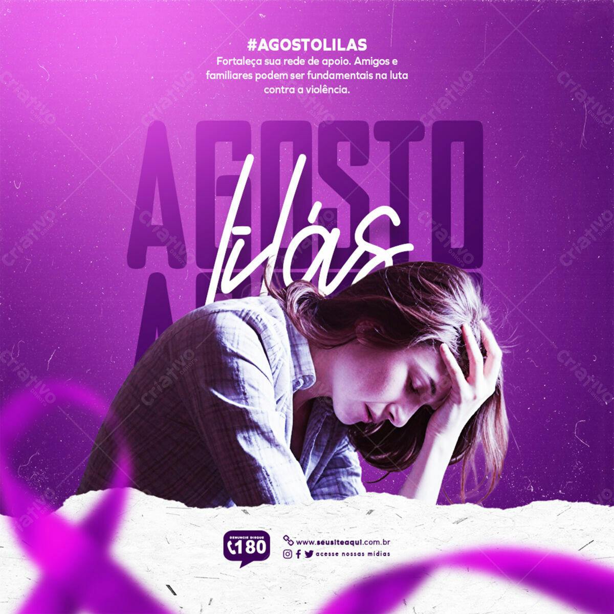 Post Agosto Lilás PSD Editável