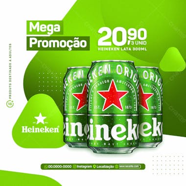 Flyer cerveja heineken, bar e cervejaria