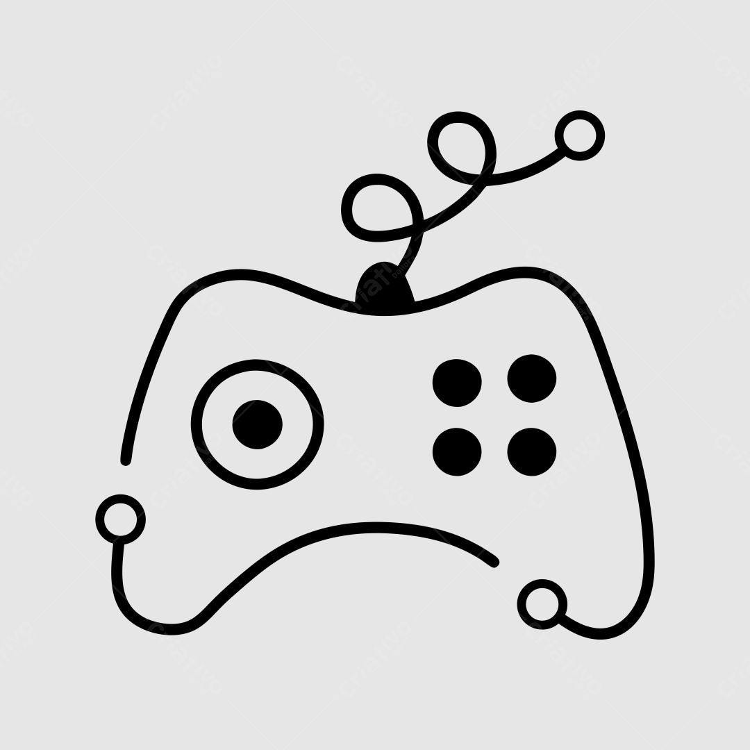 Ícone vetorial de controle de videogame monocromático