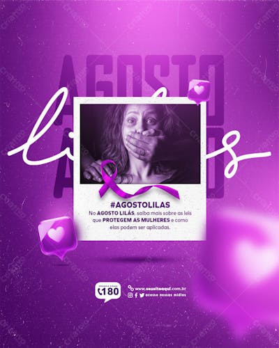 Agosto Lilás Campanha De Combate A Violência Contra A Mulher Feed