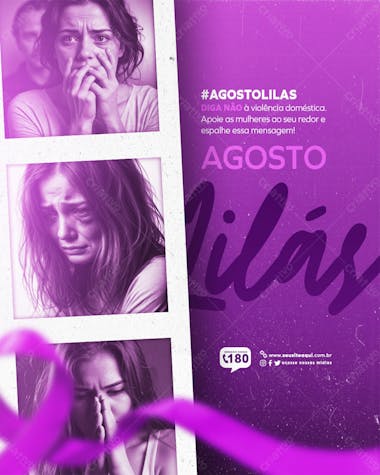 Agosto lilás campanha de combate a violência contra a mulher feed