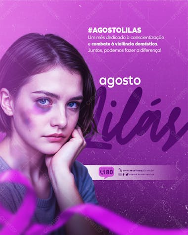 Agosto lilás campanha de combate a violência contra a mulher feed