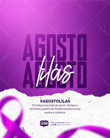 Agosto lilás campanha de combate a violência contra a mulher feed