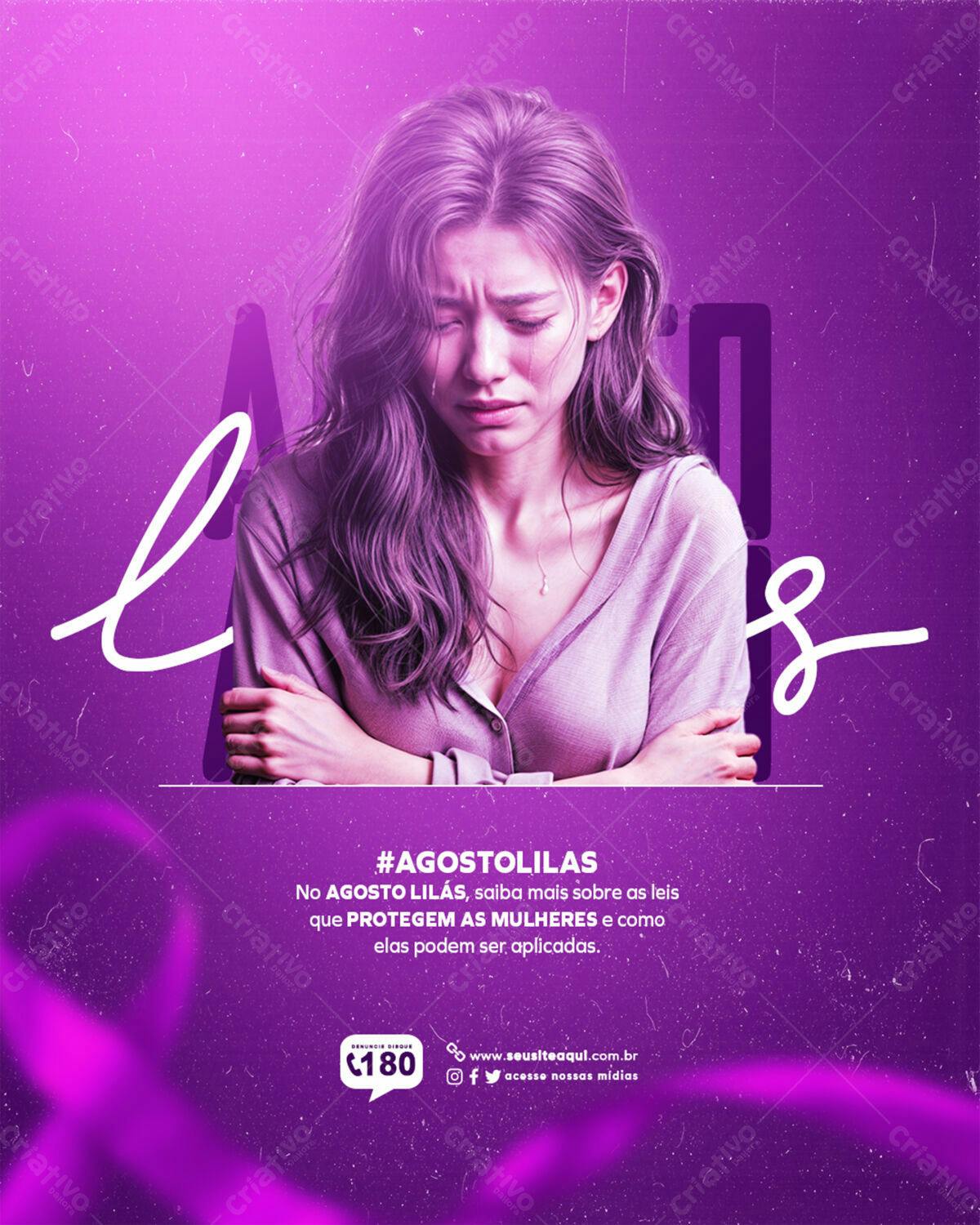 Flyer Agosto Lilás PSD Editável