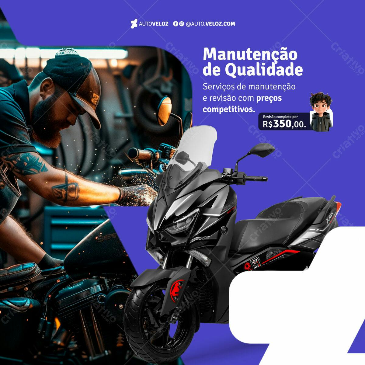 Banner Manutenção de Motos PSD Editável
