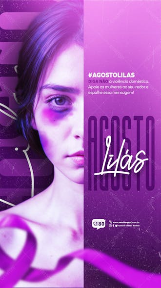 Agosto lilás campanha de combate a violência contra a mulher stories