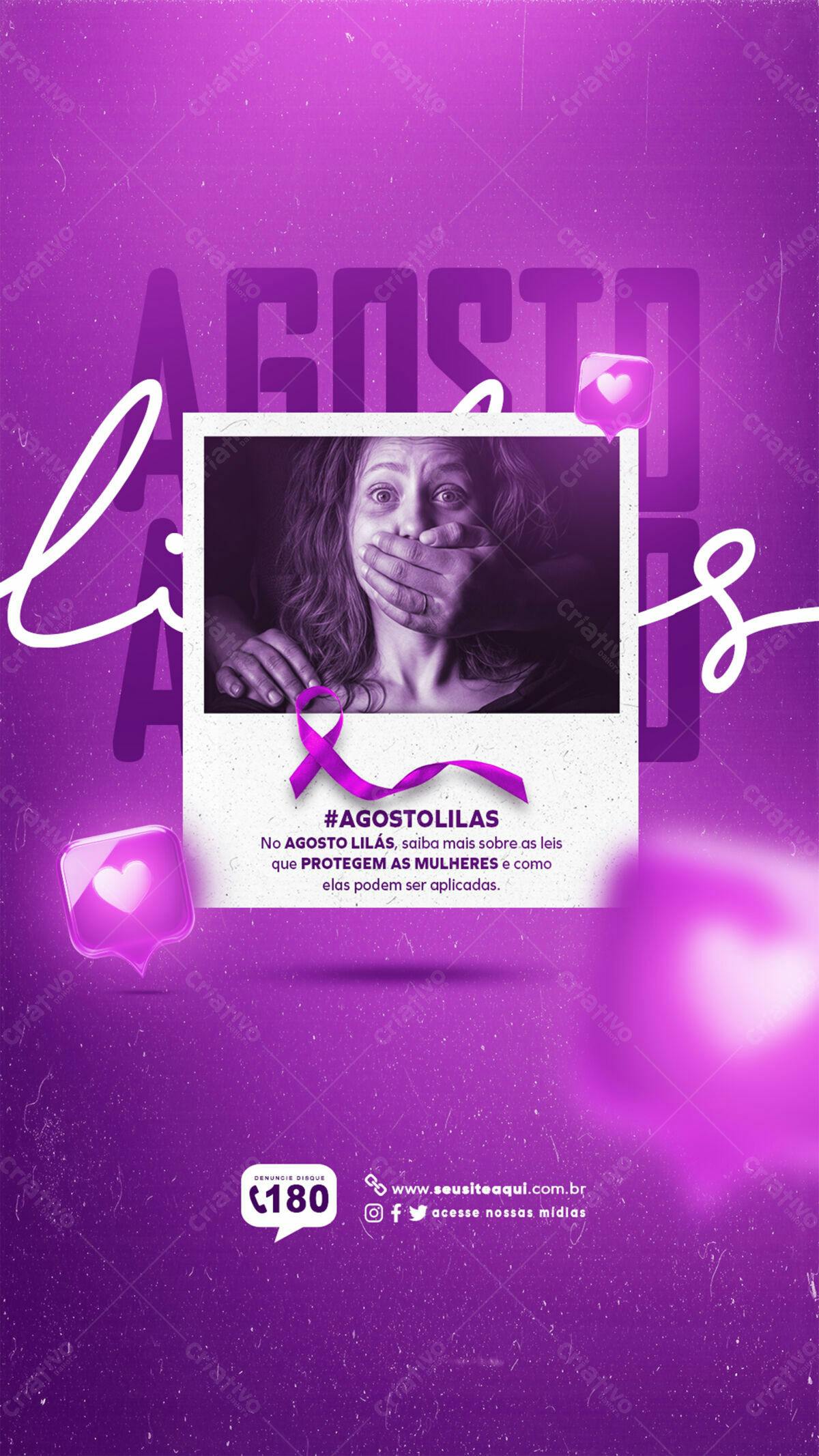 Flyer Agosto Lilás PSD Editável