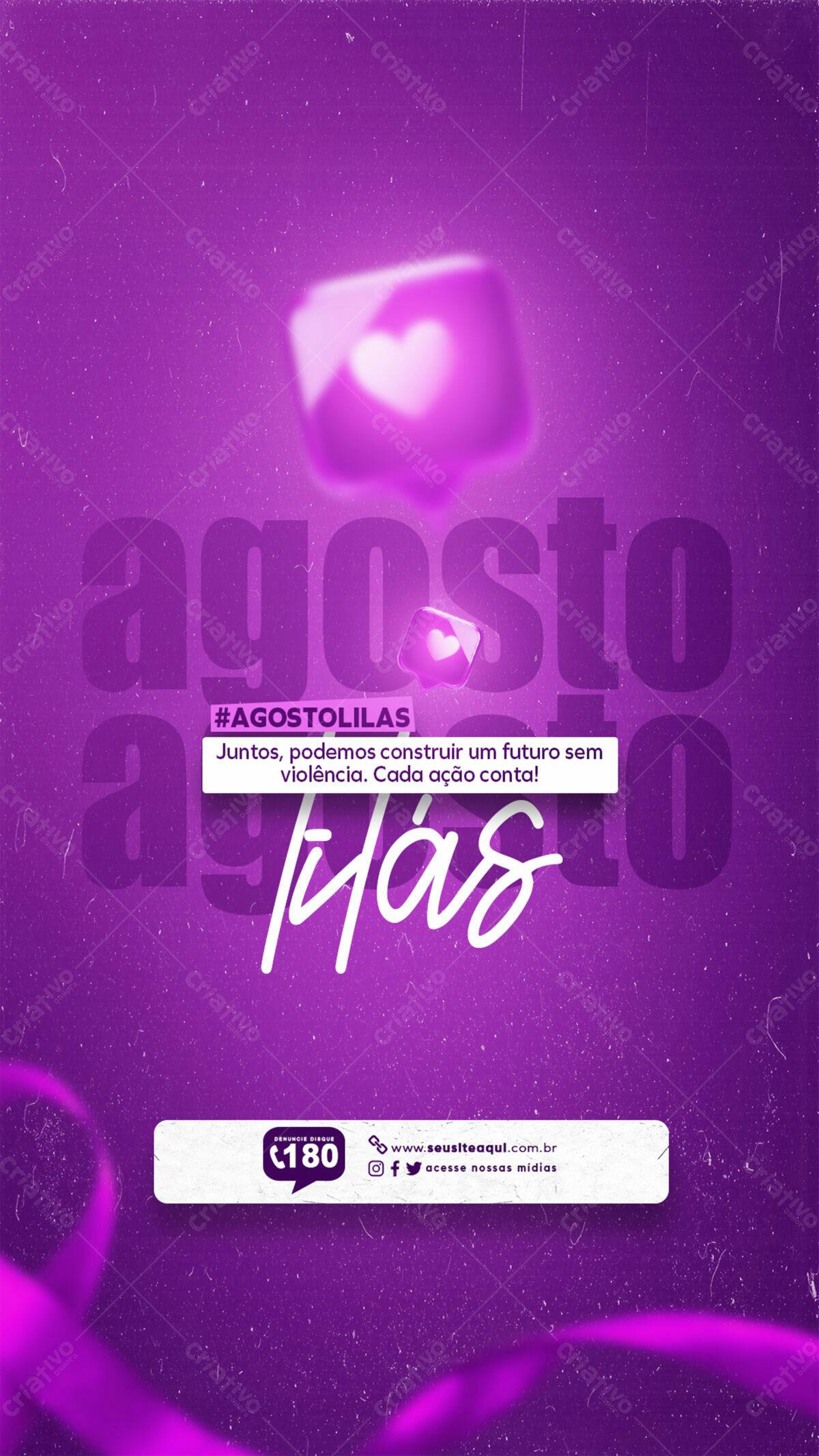 Postagem Agosto Lilás PSD Editável