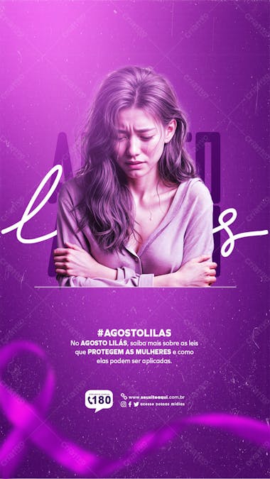 Agosto lilás campanha de combate a violência contra a mulher stories