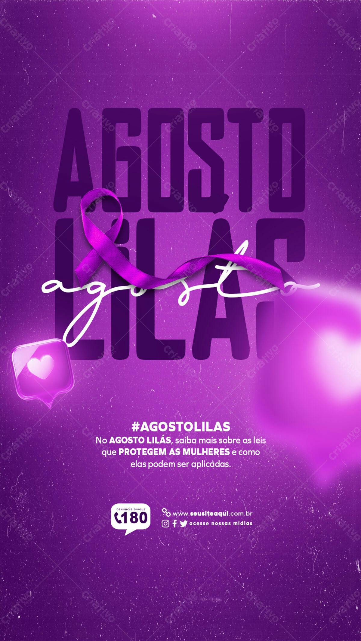Flyer Agosto Lilás PSD Editável
