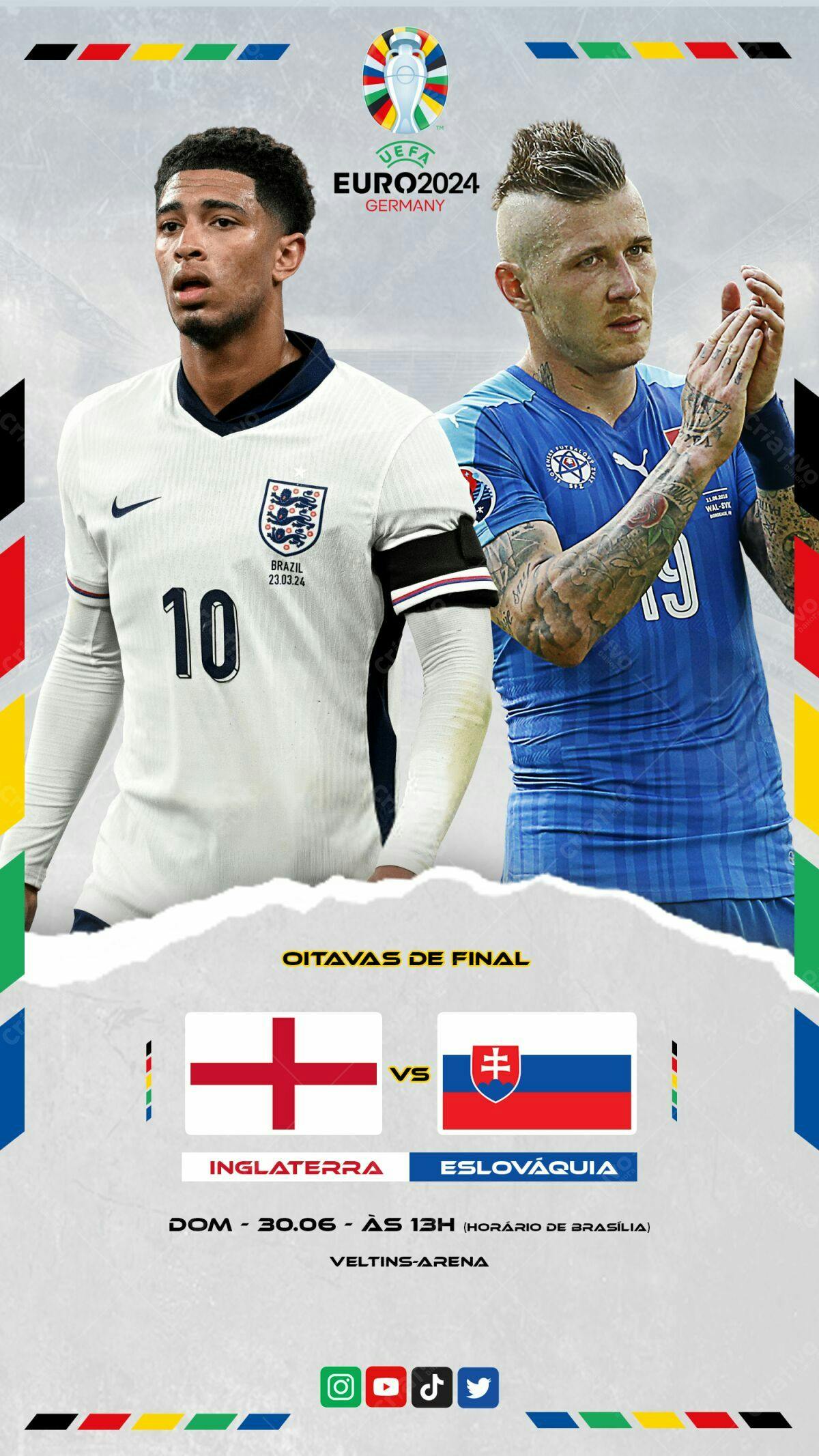 Flyer Eurocopa Inglaterra x Eslováquia PSD Editável