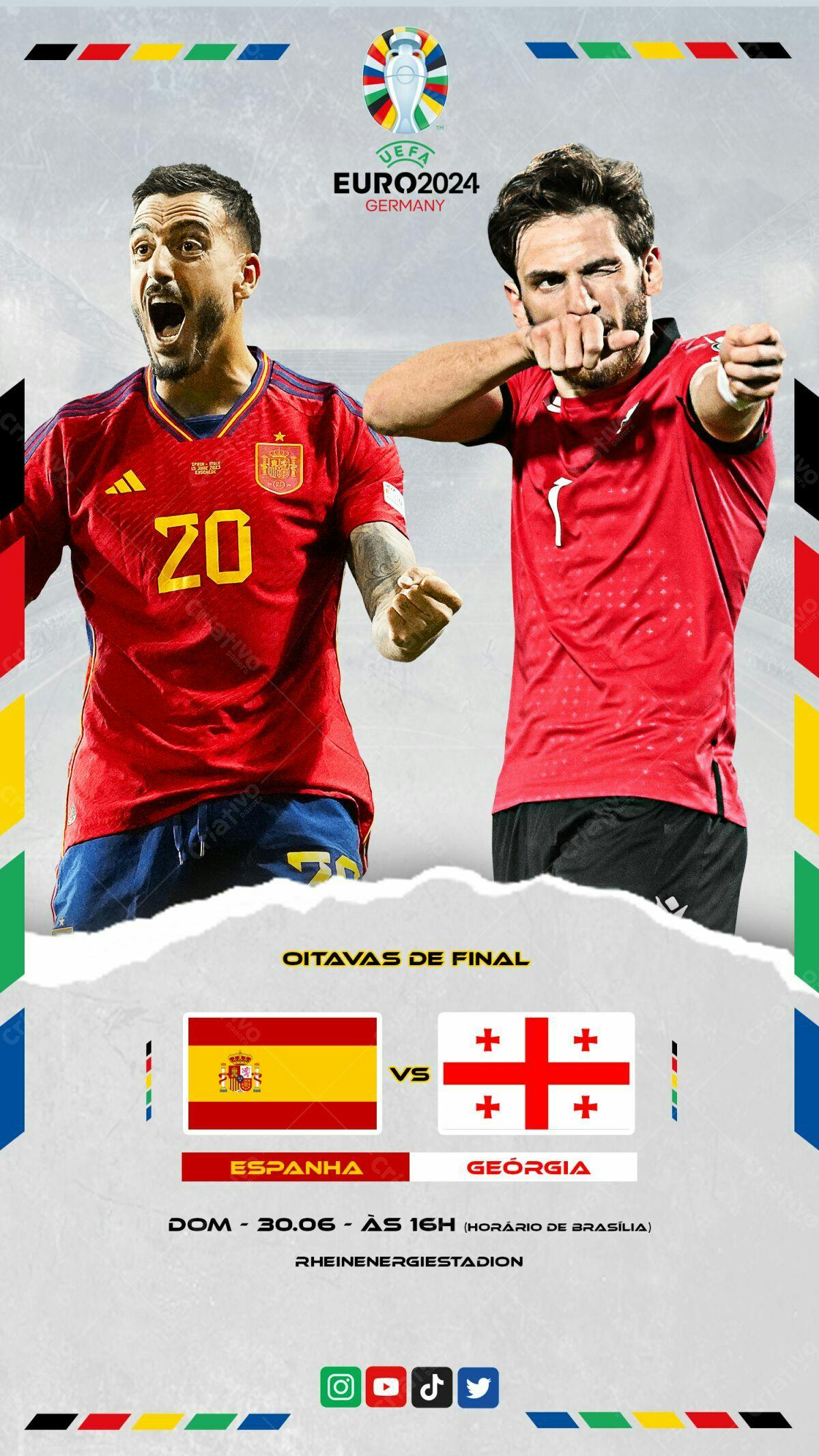 Flyer Eurocopa Espanha x Georgia PSD Editável