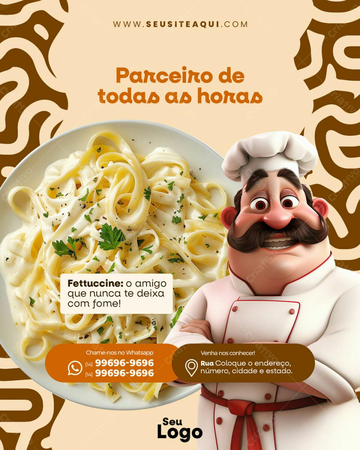 Flyer para Restaurante com Fettuccine PSD Editável