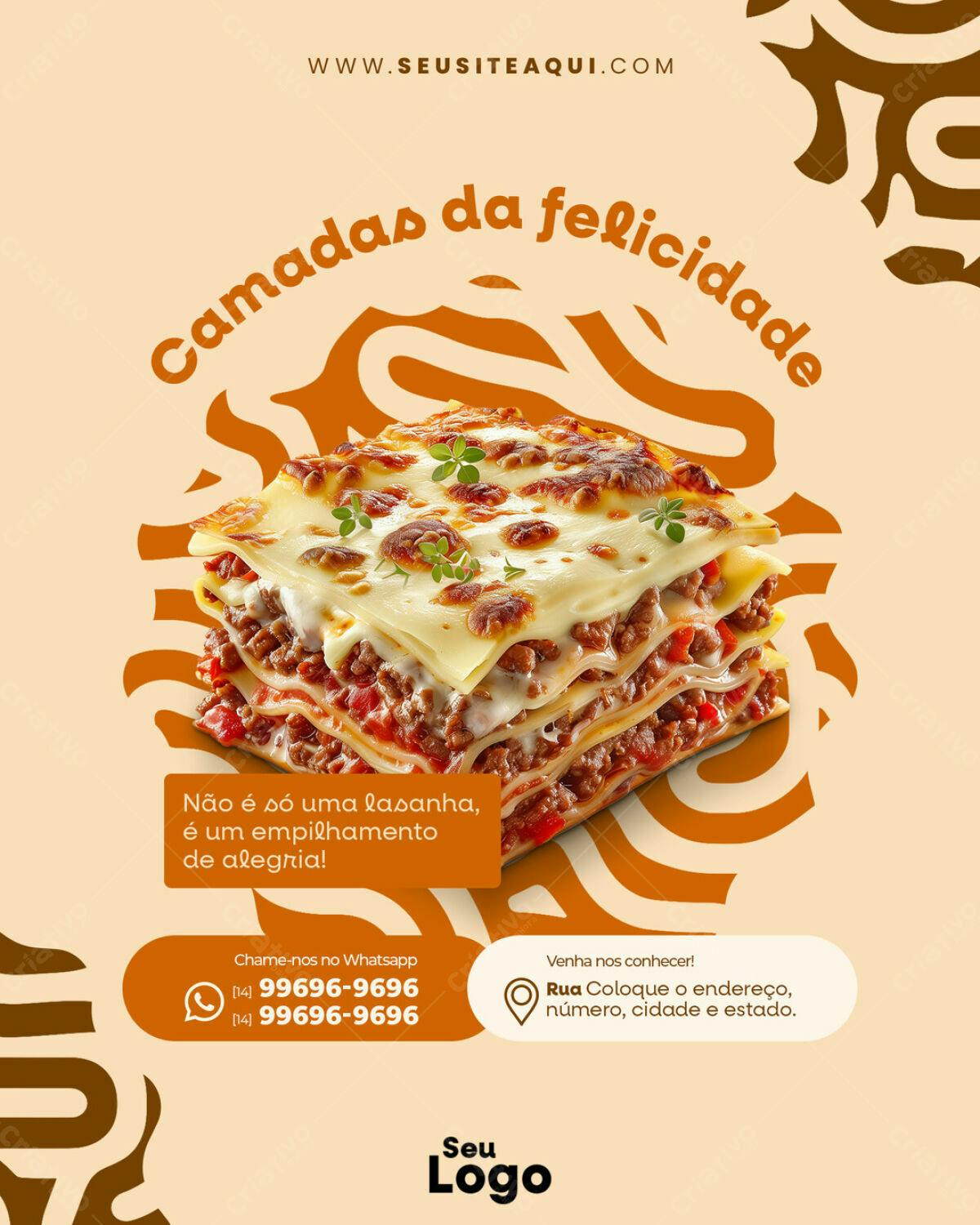 Flyer para Restaurante Lasanha PSD Editável