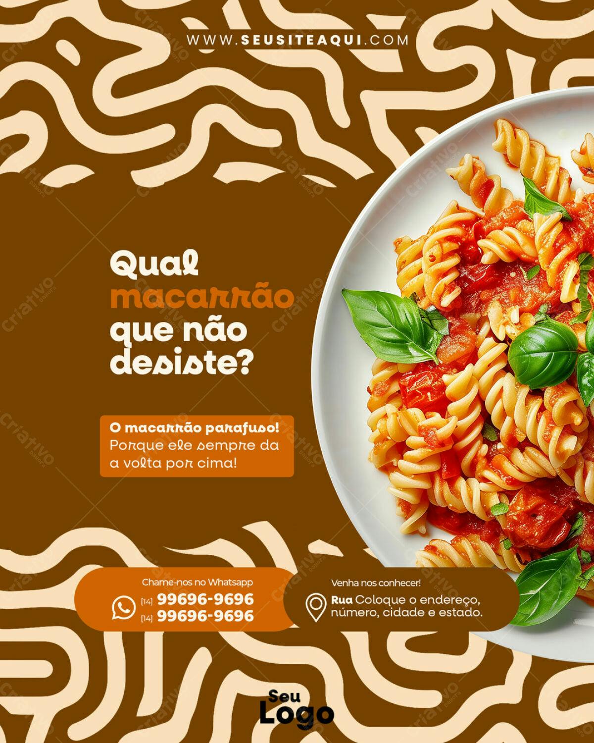 Flyer para Restaurante de Massas PSD Editável