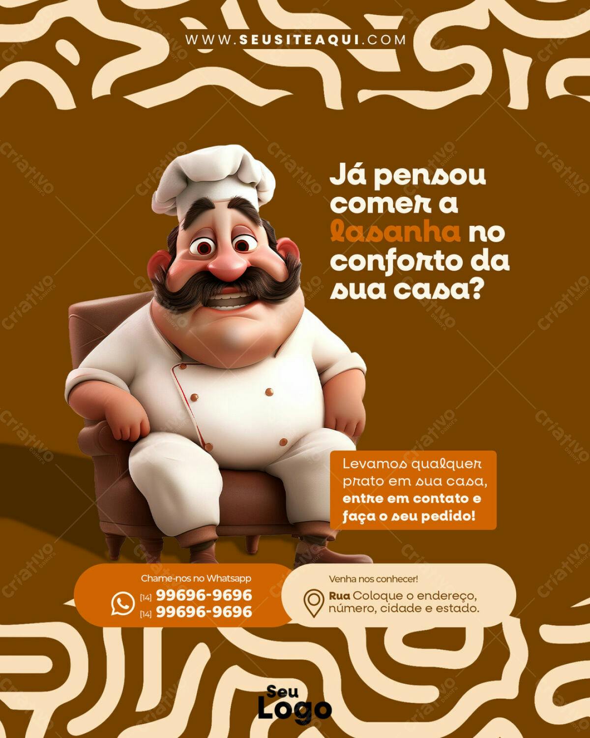 Flyer para Delivery de Lasanha PSD Editável
