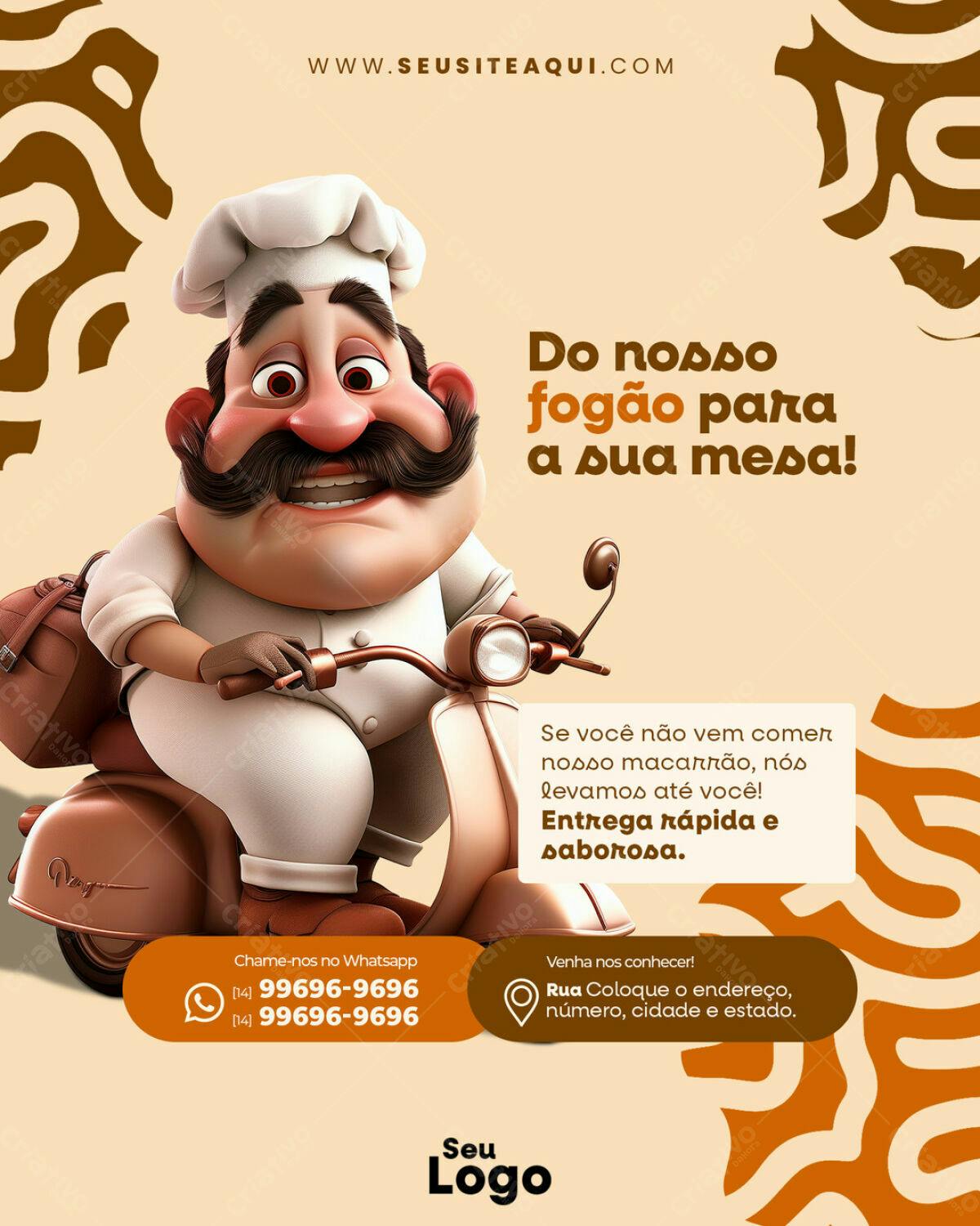 Flyer para Delivery de Macarrão PSD Editável